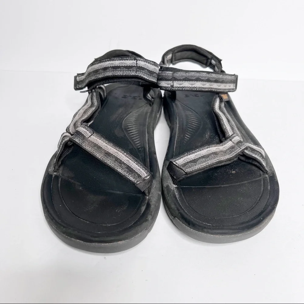 Teva Black Grey Strappy Fabric Summer Sandals Size 11 Men’s